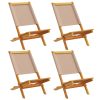  4 db tópszínű szövet és tömör fa összecsukható kerti szék