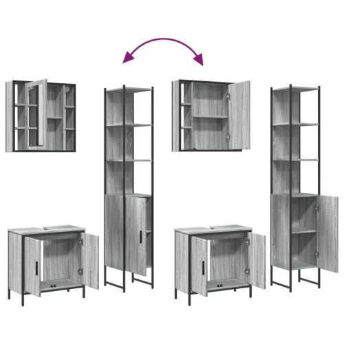  3 részes szürke sonoma szerelt fa fürdőszoba szekrényszett
