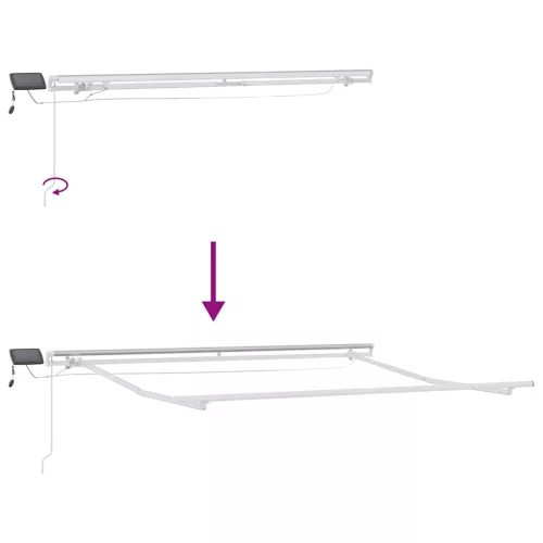  burgundi vörös kézzel kihúzható LED-es napellenző 300 x 250 cm