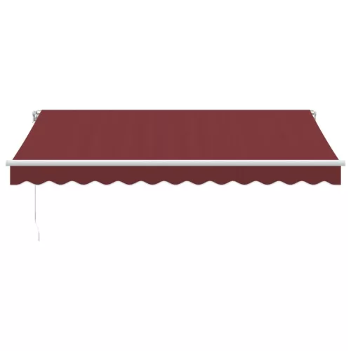  burgundi vörös kézzel kihúzható LED-es napellenző 350 x 250 cm