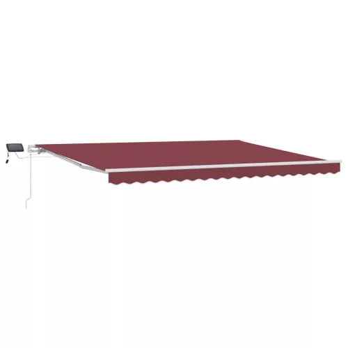  burgundi vörös kézzel kihúzható LED-es napellenző 450 x 300 cm