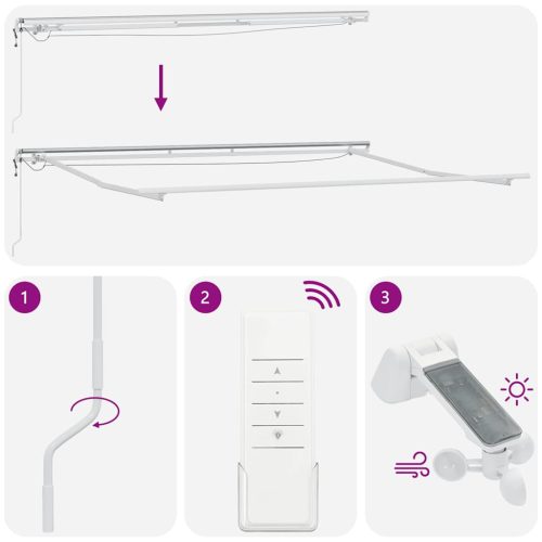  burgundi vörös automata kihúzható LED-es napellenző 450x300 cm