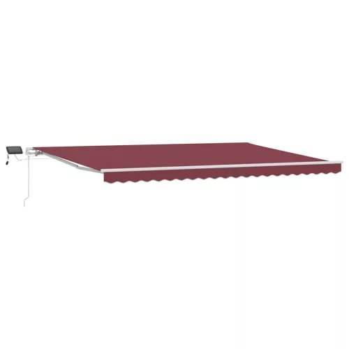  burgundi vörös kézzel kihúzható LED-es napellenző 500 x 300 cm