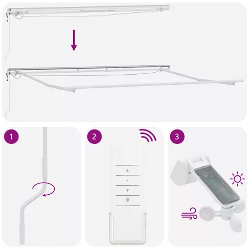  burgundi vörös automata kihúzható LED-es napellenző 500x300 cm