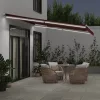  burgundi vörös kézzel kihúzható LED-es napellenző 450 x 350 cm