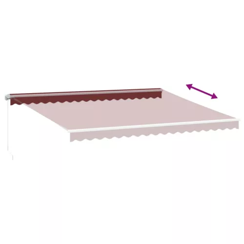  burgundi vörös kézzel kihúzható LED-es napellenző 450 x 350 cm