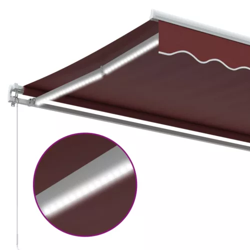  burgundi vörös kézzel kihúzható LED-es napellenző 450 x 350 cm