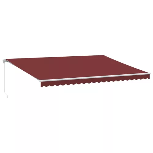 burgundi vörös kézzel kihúzható LED-es napellenző 500 x 350 cm