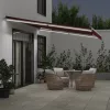  burgundi vörös kézzel kihúzható LED-es napellenző 500 x 350 cm
