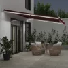  burgundi vörös kézzel kihúzható LED-es napellenző 600 x 350 cm