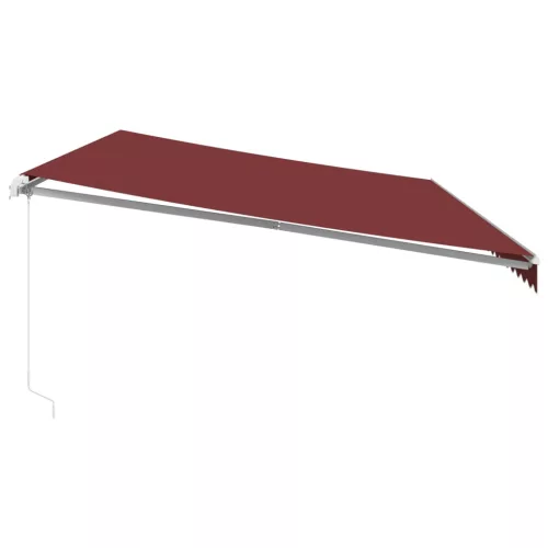  burgundi vörös kézzel kihúzható LED-es napellenző 600 x 350 cm