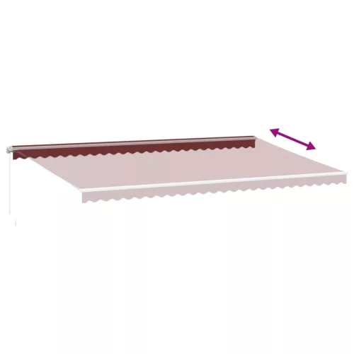  burgundi vörös kézzel kihúzható LED-es napellenző 600 x 350 cm