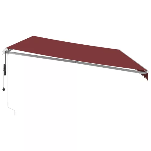  burgundi vörös automata kihúzható LED-es napellenző 600x350 cm