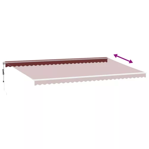  burgundi vörös automata kihúzható LED-es napellenző 600x350 cm