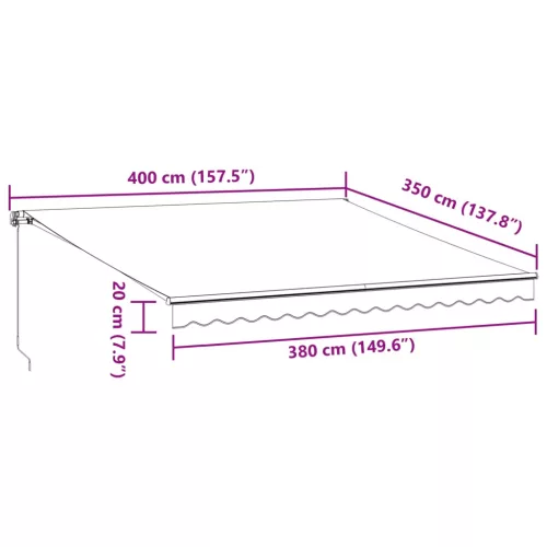  burgundi vörös kézzel kihúzható napellenző 400 x 350 cm