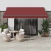  burgundi vörös kézzel kihúzható LED-es napellenző 400 x 350 cm