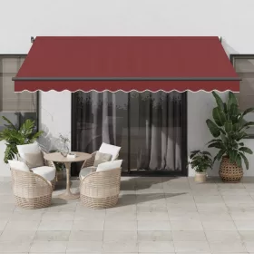    burgundi vörös kézzel kihúzható LED-es napellenző 400 x 350 cm