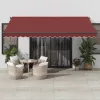  burgundi vörös kézzel kihúzható LED-es napellenző 450 x 350 cm