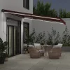  burgundi vörös kézzel kihúzható LED-es napellenző 450 x 350 cm