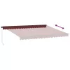  burgundi vörös kézzel kihúzható LED-es napellenző 450 x 350 cm
