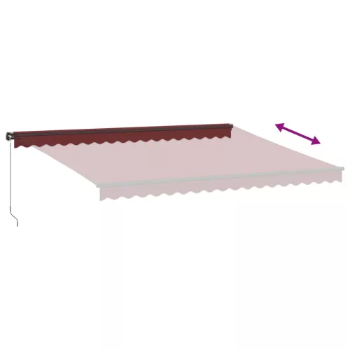  burgundi vörös kézzel kihúzható LED-es napellenző 450 x 350 cm