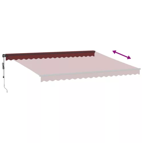  burgundi vörös automata kihúzható LED-es napellenző 450x350 cm