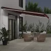  burgundi vörös kézzel kihúzható LED-es napellenző 500 x 350 cm