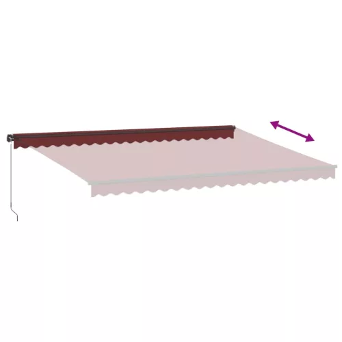  burgundi vörös kézzel kihúzható LED-es napellenző 500 x 350 cm