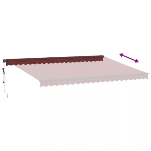  burgundi vörös automata kihúzható LED-es napellenző 500x350 cm