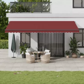    burgundi vörös kézzel kihúzható LED-es napellenző 600 x 350 cm
