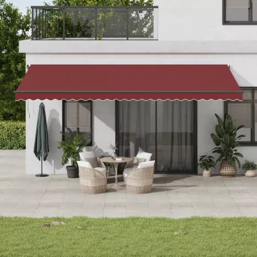  burgundi vörös kézzel kihúzható LED-es napellenző 600 x 350 cm