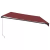  burgundi vörös kézzel kihúzható LED-es napellenző 600 x 350 cm