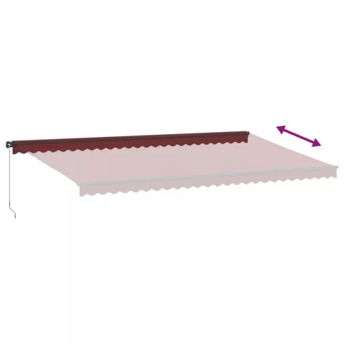  burgundi vörös kézzel kihúzható LED-es napellenző 600 x 350 cm