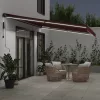  burgundi vörös automata kihúzható LED-es napellenző 600x350 cm