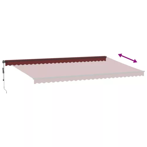  burgundi vörös automata kihúzható LED-es napellenző 600x350 cm