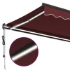  burgundi vörös automata kihúzható LED-es napellenző 600x350 cm