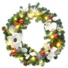  zöld PVC karácsonyi koszorú LED-ekkel 60 cm