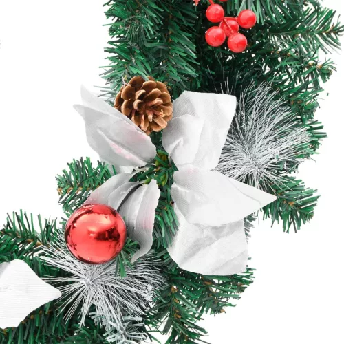  zöld PVC karácsonyi koszorú LED-ekkel 60 cm