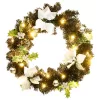  fekete PVC karácsonyi koszorú LED-ekkel 60 cm