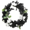  fekete PVC karácsonyi koszorú LED-ekkel 60 cm