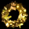  fekete PVC karácsonyi koszorú LED-ekkel 60 cm