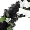  fekete PVC karácsonyi koszorú LED-ekkel 60 cm