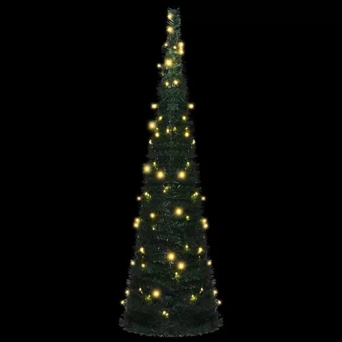  zöld elővilágított pop-up mű zsinórkarácsonyfa 150 cm