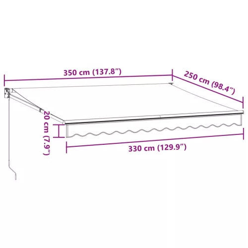  burgundi vörös kézzel kihúzható napellenző 350 x 250 cm