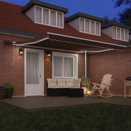  barna kézzel kihúzható LED-es napellenző 400 x 300 cm