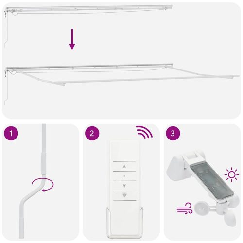  barna automata kihúzható LED-es napellenző 600 x 300 cm