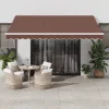  barna kézzel kihúzható LED-es napellenző 400 x 350 cm