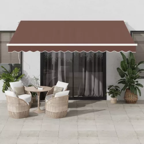  barna kézzel kihúzható LED-es napellenző 400 x 350 cm