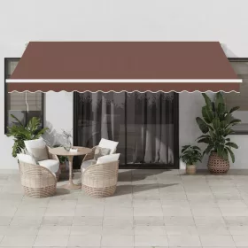  barna kézzel kihúzható LED-es napellenző 450 x 350 cm