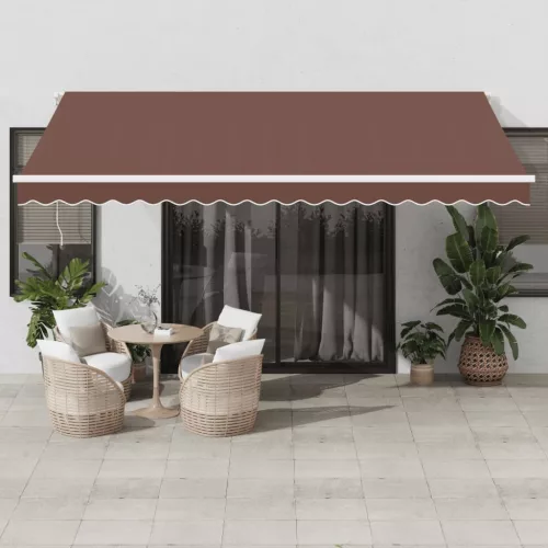  barna kézzel kihúzható LED-es napellenző 450 x 350 cm